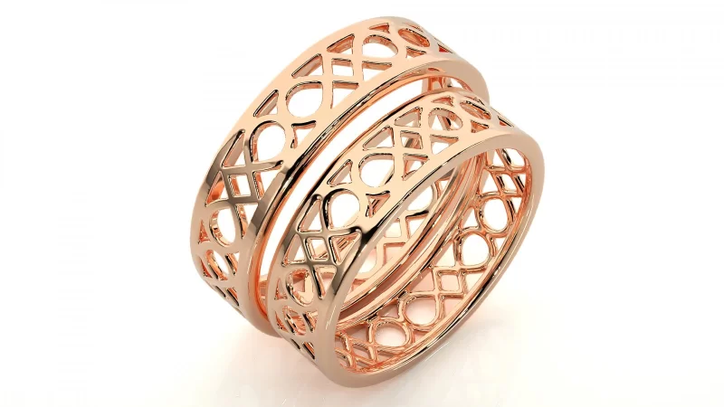 Verighete Cuplu Stylish Ornated Carved Aur 18k - Damasc