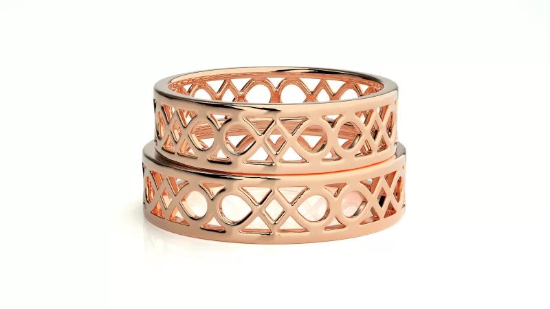 Verighete Cuplu Stylish Ornated Carved Aur 18k - Damasc