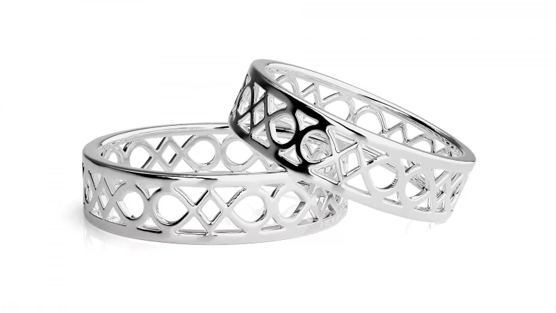 Verighete Cuplu Stylish Ornated Carved Aur 18k - Damasc