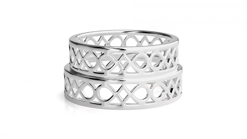 Verighete Cuplu Stylish Ornated Carved Aur 18k - Damasc