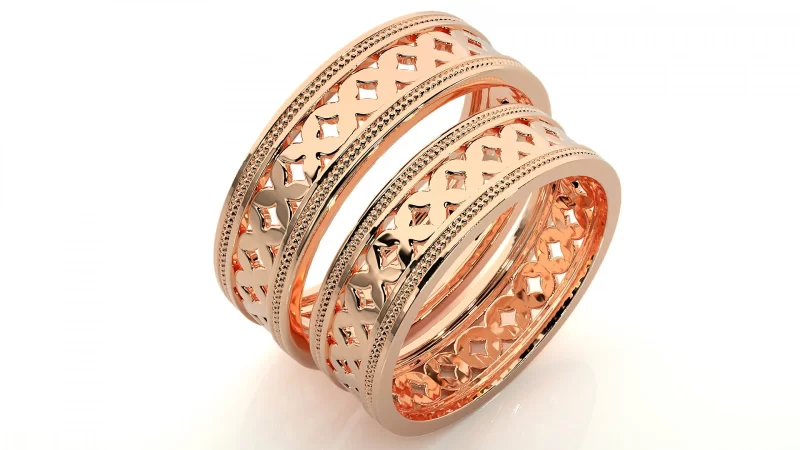 Verighete Cuplu Enchanting Carved Aur 18k - Casablanca