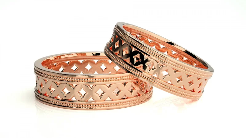 Verighete Cuplu Enchanting Carved Aur 18k - Casablanca