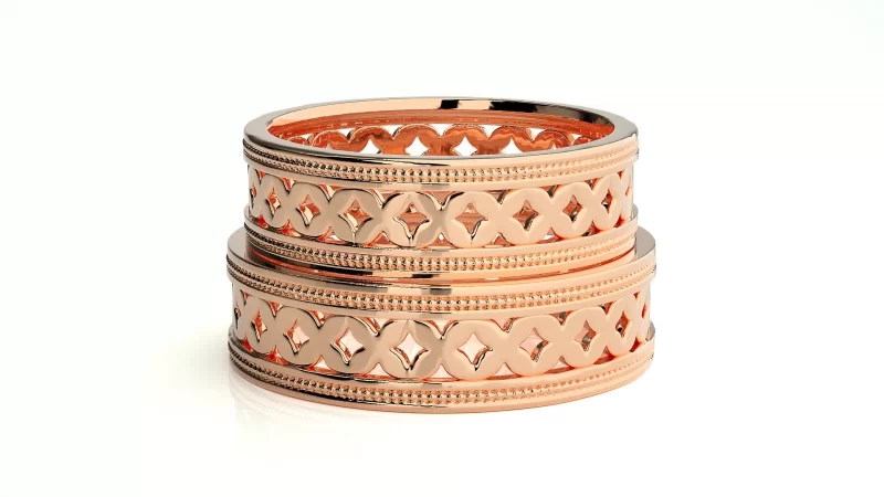 Verighete Cuplu Enchanting Carved Aur 18k - Casablanca