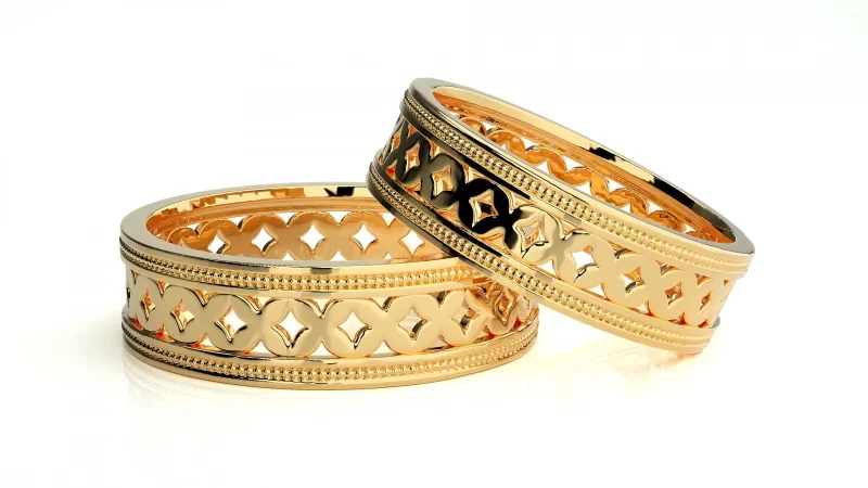Verighete Cuplu Enchanting Carved Aur 18k - Casablanca