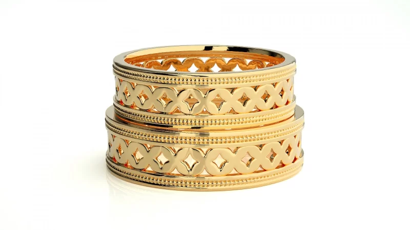 Verighete Cuplu Enchanting Carved Aur 18k - Casablanca