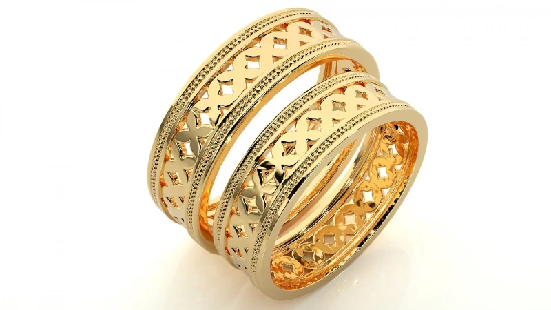 Verighete Cuplu Enchanting Carved Aur 18k - Casablanca