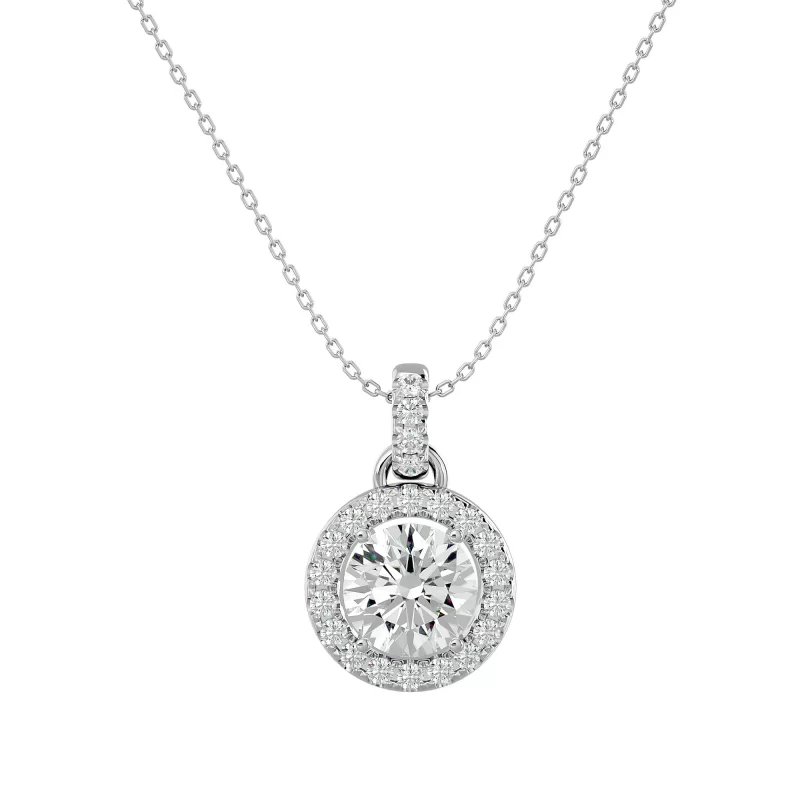 Pandantiv Aur 18k Dazzling Circle-shaped Halo Diamante Naturale - Adnana