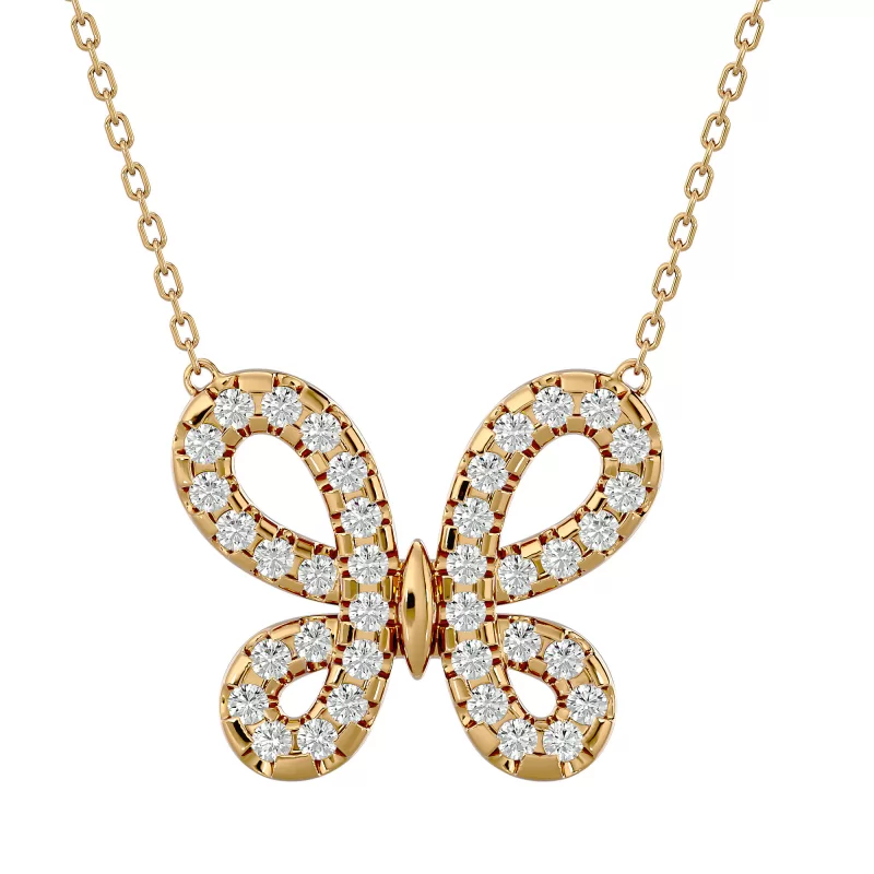 Pandantiv Aur 18k Breathtaking Butterfly-shaped Diamante Naturale - Flavia