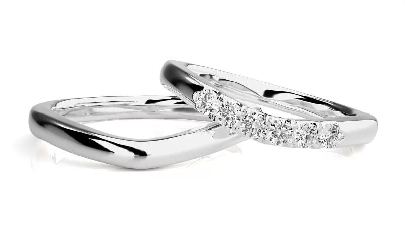 Verighete Couple Modern Shimmering Aur 18k Pure Diamonds - Santiago