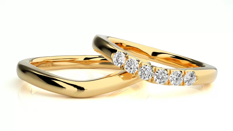 Verighete Couple Modern Shimmering Aur 18k Pure Diamonds - Santiago