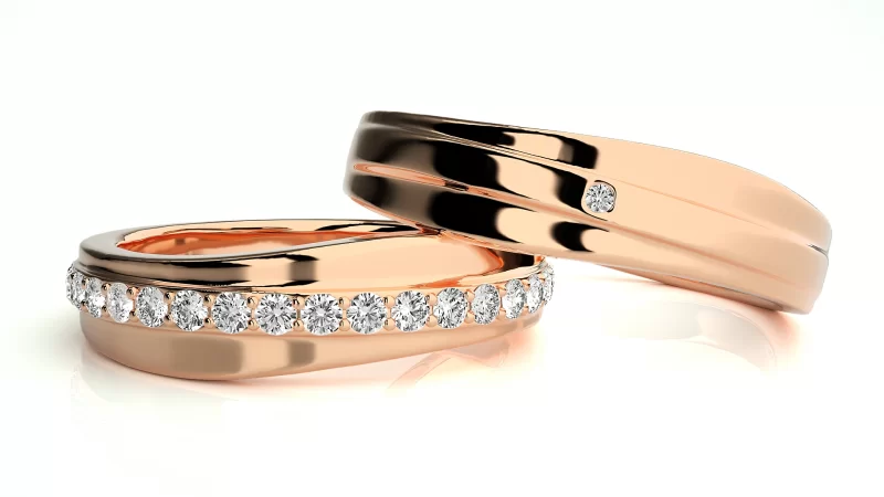 Verighete Couple Flowing Geometric Aur 18k Real Diamonds - Lisbon