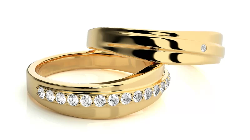 Verighete Couple Flowing Geometric Aur 18k Real Diamonds - Lisbon