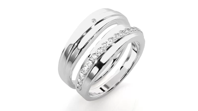 Verighete Couple Flowing Geometric Aur 18k Real Diamonds - Lisbon