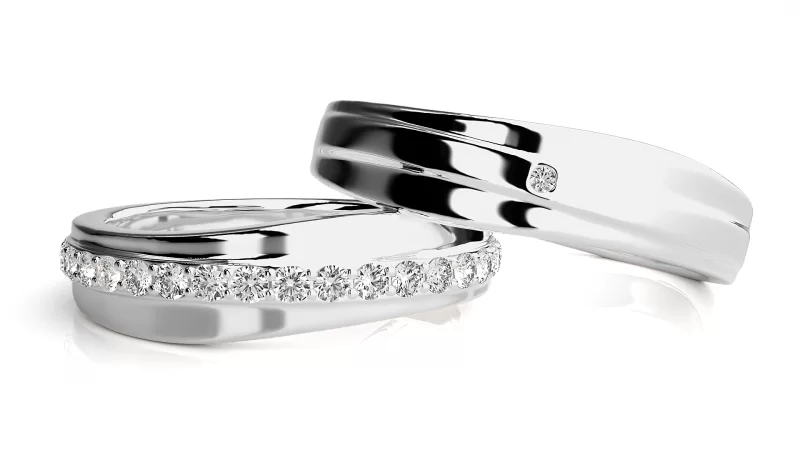 Verighete Couple Flowing Geometric Aur 18k Real Diamonds - Lisbon