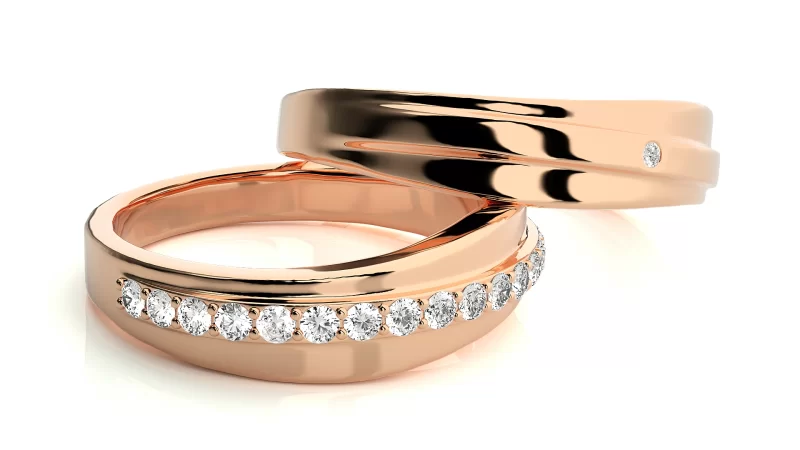 Verighete Couple Flowing Geometric Aur 18k Real Diamonds - Lisbon