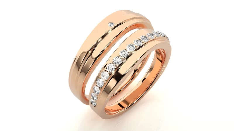 Verighete Couple Flowing Geometric Aur 18k Real Diamonds - Lisbon