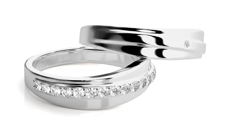 Verighete Couple Flowing Geometric Aur 18k Real Diamonds - Lisbon