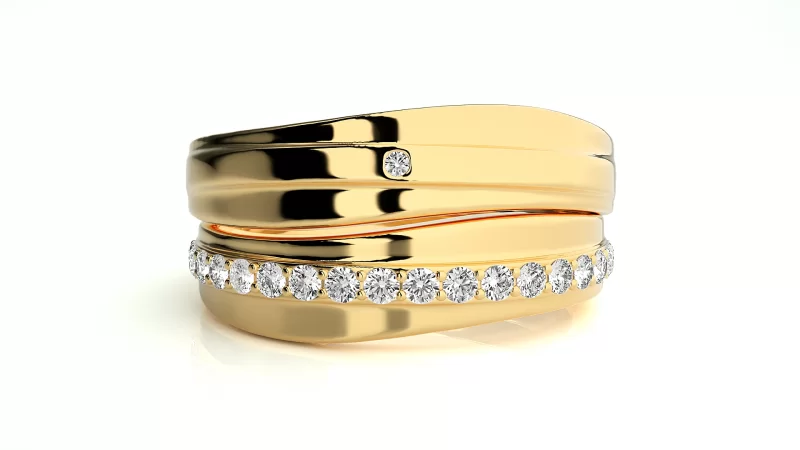 Verighete Couple Flowing Geometric Aur 18k Real Diamonds - Lisbon