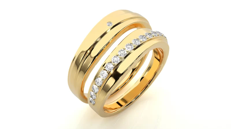 Verighete Couple Flowing Geometric Aur 18k Real Diamonds - Lisbon