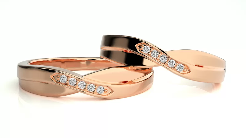 Verighete Couple Flowing Design Aur 18k Pure Diamonds - Corint