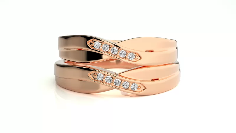 Verighete Couple Flowing Design Aur 18k Pure Diamonds - Corint