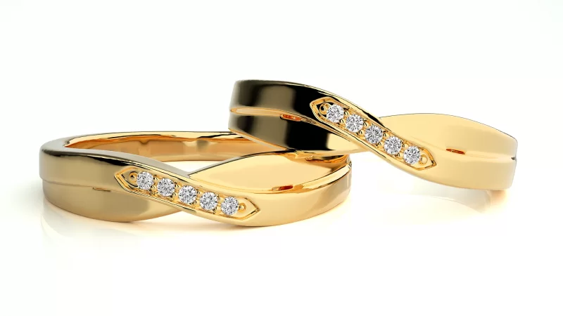 Verighete Couple Flowing Design Aur 18k Pure Diamonds - Corint