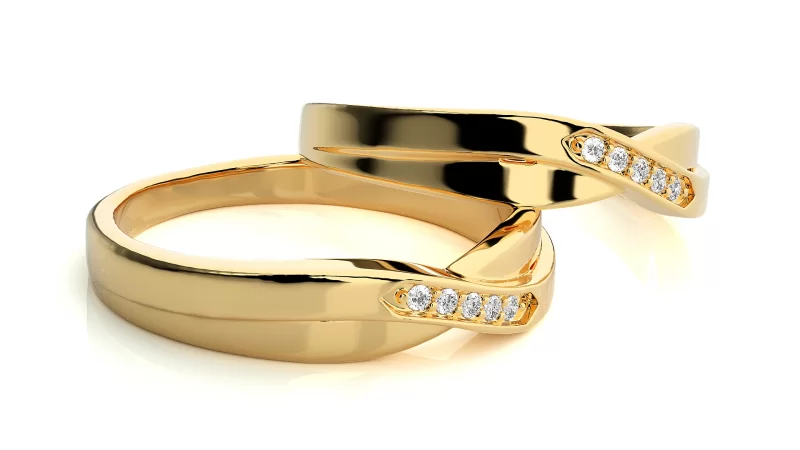 Verighete Couple Flowing Design Aur 18k Pure Diamonds - Corint