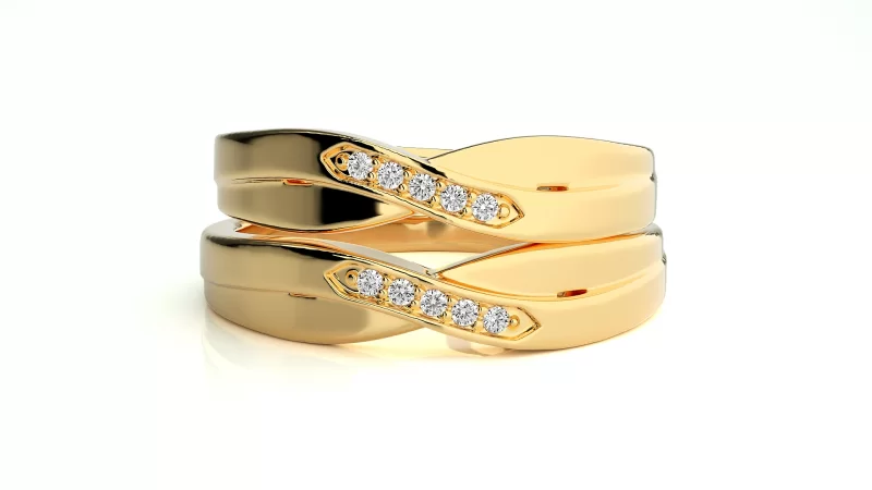 Verighete Couple Flowing Design Aur 18k Pure Diamonds - Corint