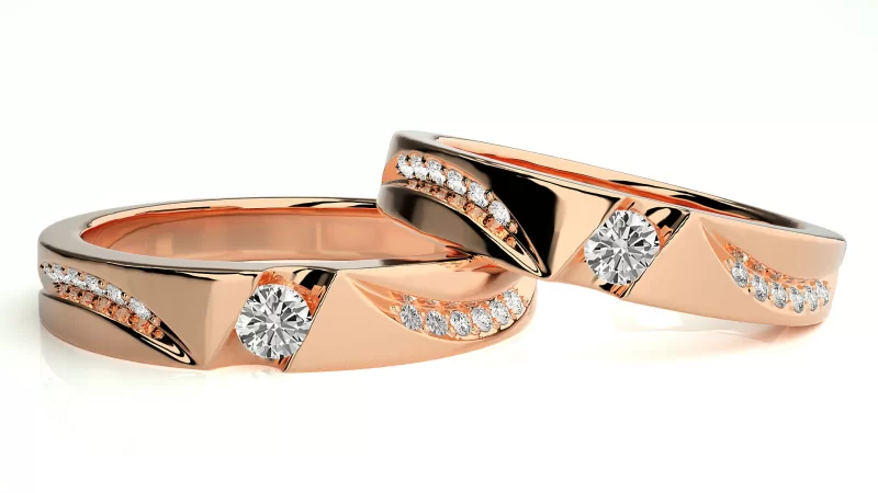 Verighete Couple Dynamic Patterns Aur 18k Real Diamonds - Mexico