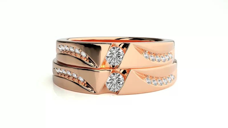 Verighete Couple Dynamic Patterns Aur 18k Real Diamonds - Mexico