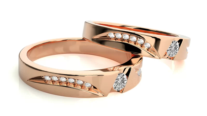 Verighete Couple Dynamic Patterns Aur 18k Real Diamonds - Mexico