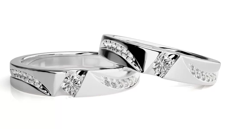 Verighete Couple Dynamic Patterns Aur 18k Real Diamonds - Mexico