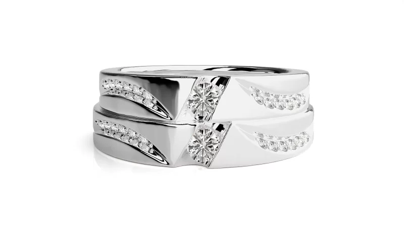 Verighete Couple Dynamic Patterns Aur 18k Real Diamonds - Mexico