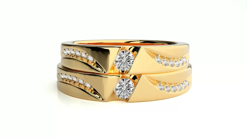 Verighete Couple Dynamic Patterns Aur 18k Real Diamonds - Mexico