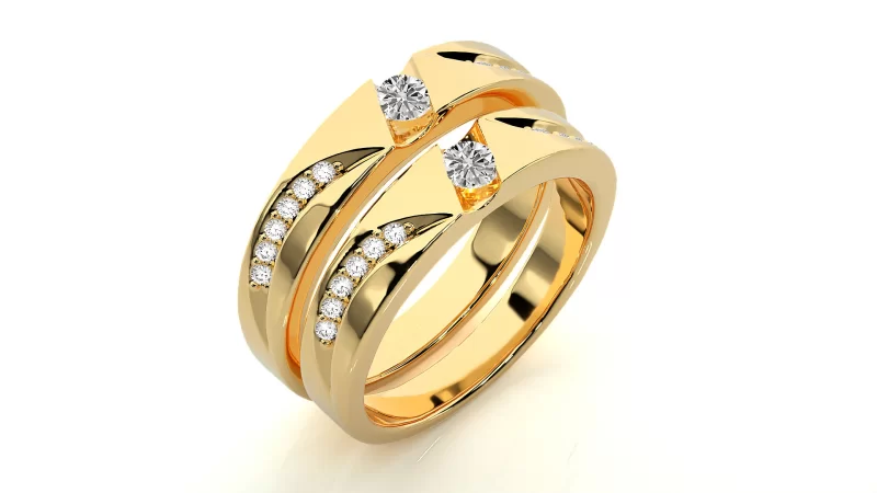 Verighete Couple Dynamic Patterns Aur 18k Real Diamonds - Mexico
