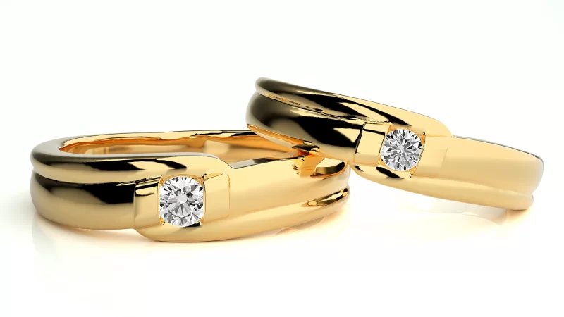 Verighete Couple Curved Motif Aur 18k Genuine Diamonds - Manila