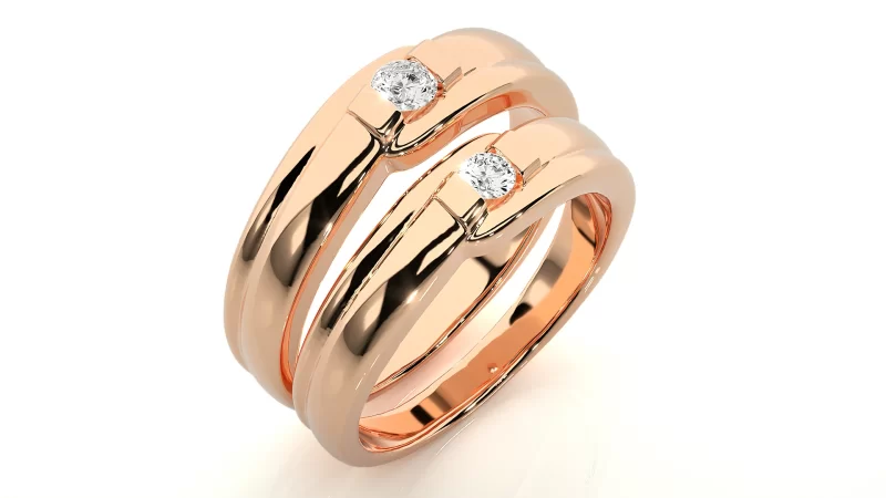 Verighete Couple Curved Motif Aur 18k Genuine Diamonds - Manila