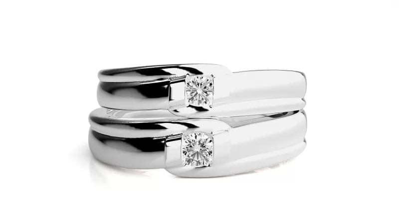 Verighete Couple Curved Motif Aur 18k Genuine Diamonds - Manila