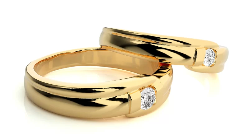 Verighete Couple Curved Motif Aur 18k Genuine Diamonds - Manila