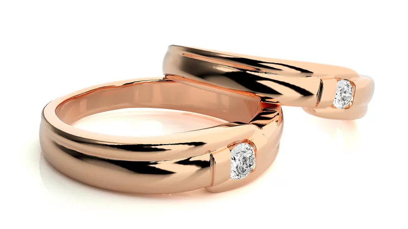 Verighete Couple Curved Motif Aur 18k Genuine Diamonds - Manila