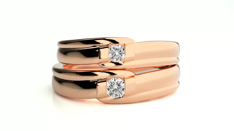 Verighete Couple Curved Motif Aur 18k Genuine Diamonds - Manila