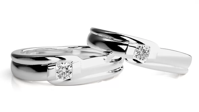 Verighete Couple Curved Motif Aur 18k Genuine Diamonds - Manila