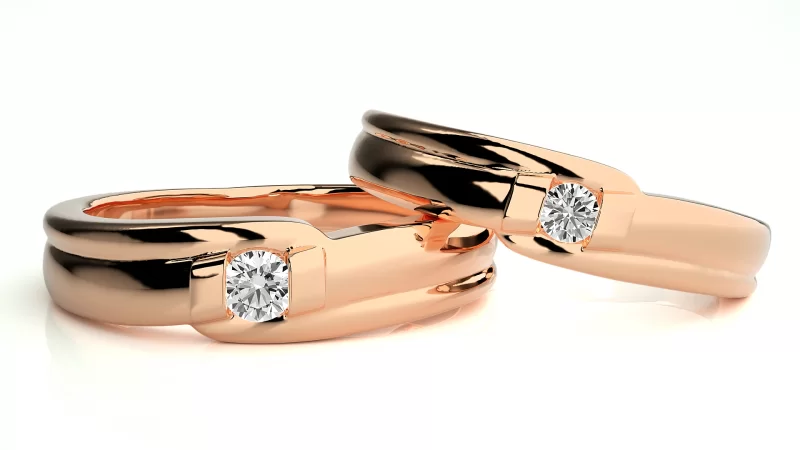 Verighete Couple Curved Motif Aur 18k Genuine Diamonds - Manila