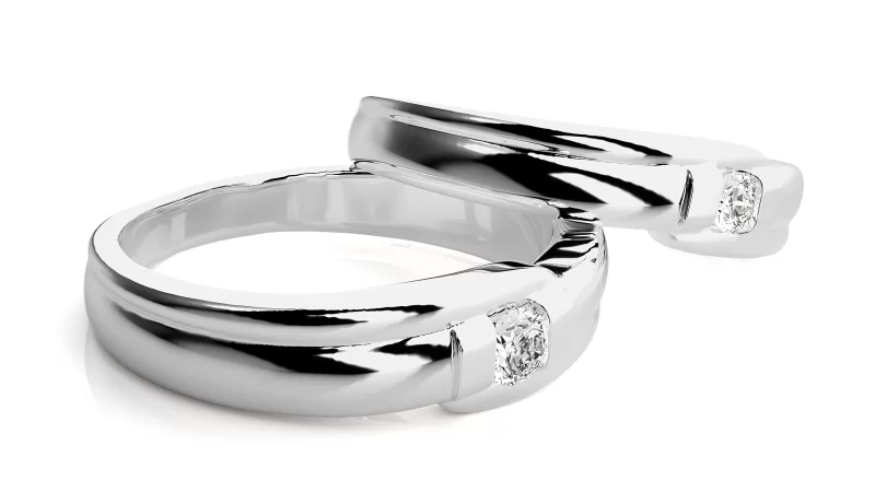 Verighete Couple Curved Motif Aur 18k Genuine Diamonds - Manila