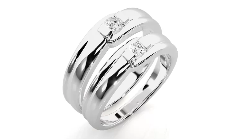 Verighete Couple Curved Motif Aur 18k Genuine Diamonds - Manila