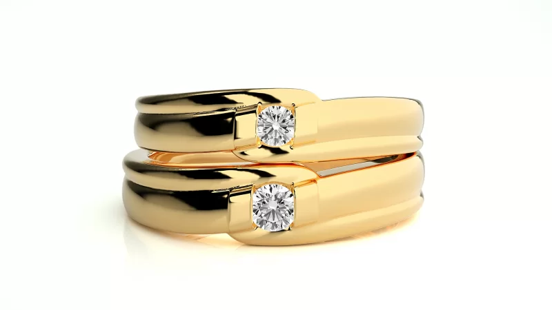 Verighete Couple Curved Motif Aur 18k Genuine Diamonds - Manila