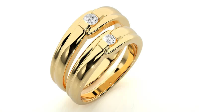 Verighete Couple Curved Motif Aur 18k Genuine Diamonds - Manila
