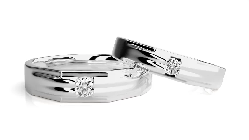 Verighete Cuplu Graceful Pattern Aur 18k Real Diamonds - Gembloux