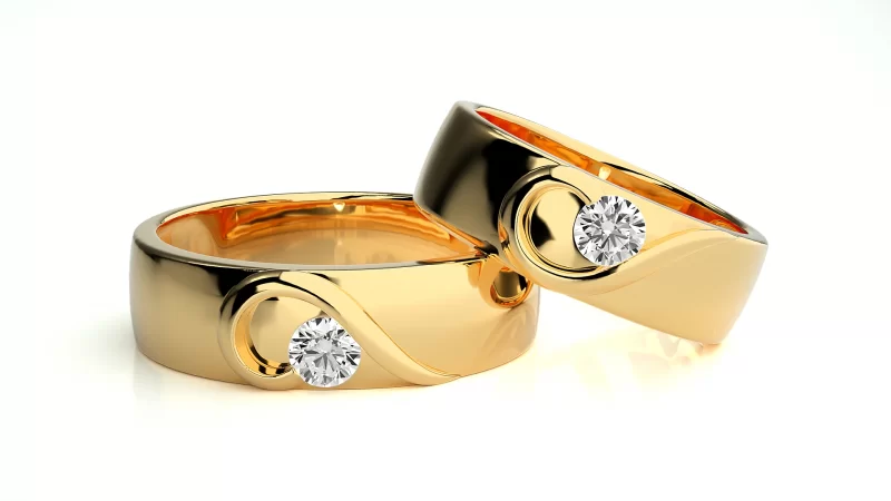 Verighete Cuplu Flowing Spirals Aur 18k Diamante Naturale - Larissa