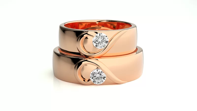 Verighete Cuplu Flowing Spirals Aur 18k Diamante Naturale - Larissa